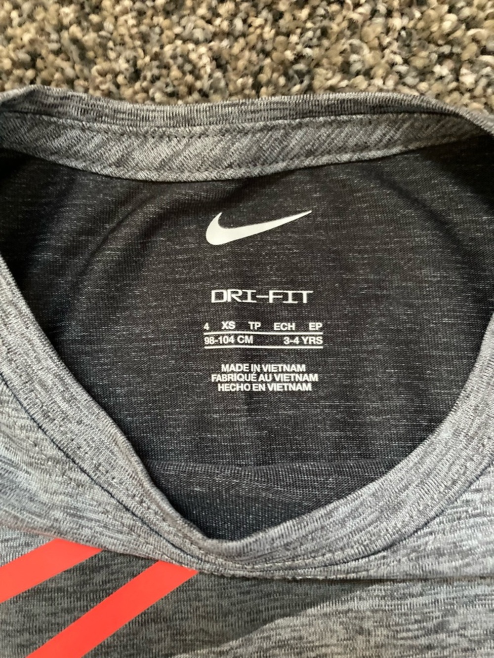 Nike Grey Athletic Tee with Red Accent - Picture 2 of 3